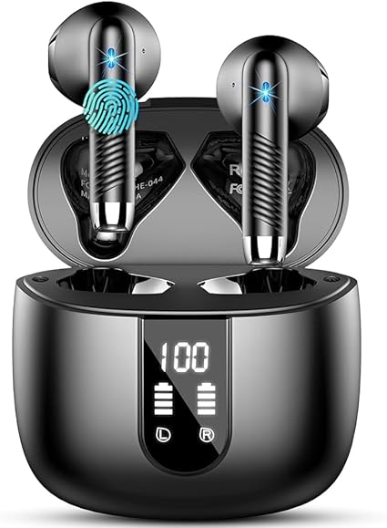 Ecouteurs Bluetooth sans Fil, Écouteurs Bluetooth 5.4 2025 Écouteurs sans Fil avec 4 ENC Réduction de Bruit Mic, IP7 Étanches Oreillette Bluetooth 56H Stéréo USB-C Casque Bluetooth pour Sport/Travail