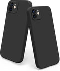 Meliya Coque Compatible pour iPhone 12 6.1”, Étui en Silicone avec Doublure en Microfibre Souple, Conception Spéciale de Bord Droit (Y-Noir/Noir)