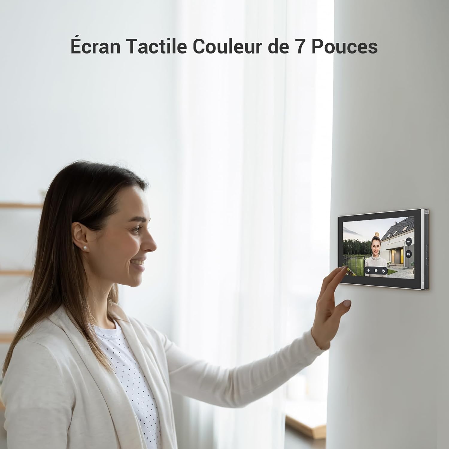 EZVIZ HP5 Interphone Vidéo WiFi Système d'Interphone 1080P, Moniteur Tactile couleur 7", Sonnette Vidéo à 2 Fils, Déverrouillage à Distance, Audio Bidirectionnel, Vision Nocturne, Design Fin