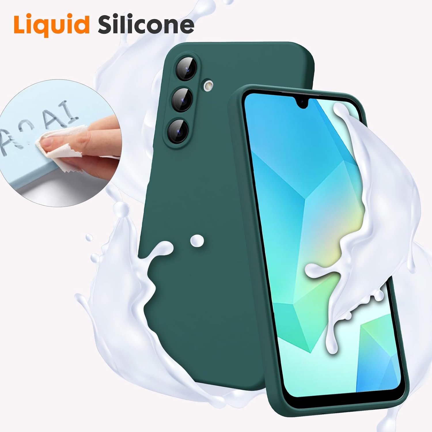 Oududianzi - Coque pour Samsung Galaxy A16 4G / 5G, [Silicone TPU Liquide] [Intérieur Microfibre] Souple Étuis en Caoutchouc Housse Antichoc Protection Bumper Coque Samsung A16 - Bleu Nuit