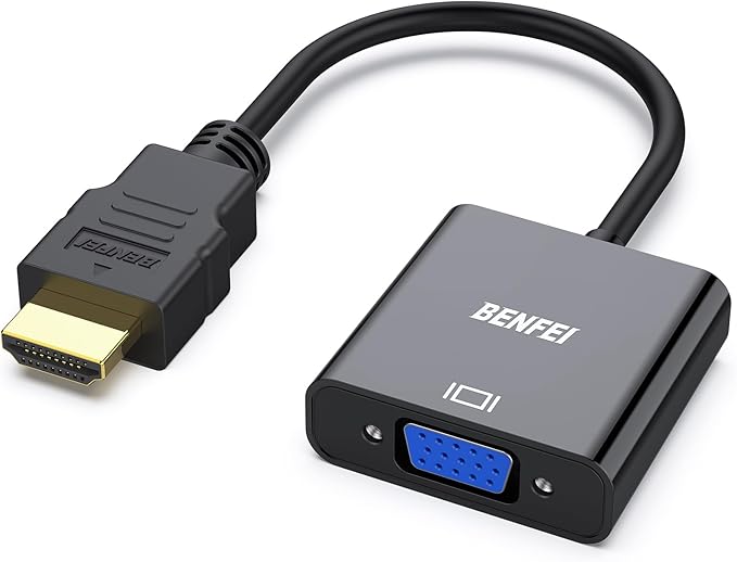 BENFEI Adaptateur HDMI vers VGA, (mâle vers Femelle) pour Bureau, Ordinateur Portable, PC, Moniteur, projecteur, HDTV, Chromebook, Raspberry Pi, Roku, Xbox et Plus - Noir