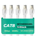 Ercielook Cat 8 Câble Ethernet 0,5m 5 Pièces – Câble Réseau 40Gbps 2000MHz Plat STP RJ45 LAN Câble Compatible avec Routeur Modem Switch