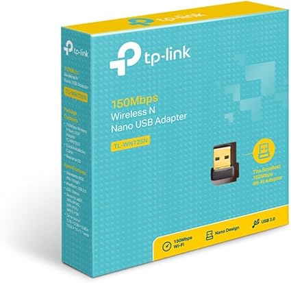 TP-Link Clé WiFi Puissante N150 Mbps, Nano Adaptateur USB WiFi, dongle WiFi, Compatible avec Windows 11/10/8.1/8/7/XP/Vista, Mac OS X 10.9-10.13, Linux., TL-WN725N