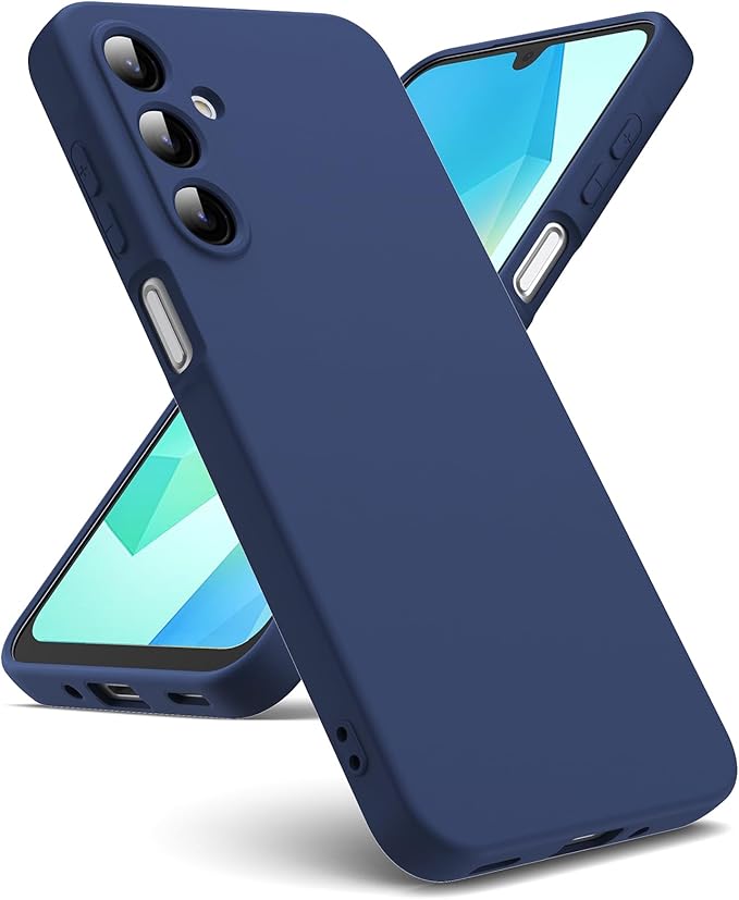 Oududianzi - Coque pour Samsung Galaxy A16 4G / 5G, [Silicone TPU Liquide] [Intérieur Microfibre] Souple Étuis en Caoutchouc Housse Antichoc Protection Bumper Coque Samsung A16 - Bleu Nuit
