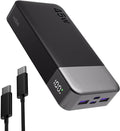 Nobis Batterie Externe 20000mAh Power Bank 45W Chargeur Externe Portable USB-C in & Out Charge Rapide, 4 Ports avec Affichage Numérique LED, Compatible avec MacBook, Phone 15 14 13 Pro S23 (Noir)