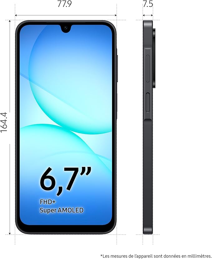 Samsung Galaxy A17 128 Go, Smartphone Android déverrouillé, écran 6,7", Batterie 5000 mAh, Noir, Version FR