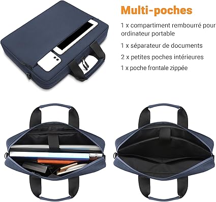 TECOOL 14 Pouces Sacoche Ordinateur Portable, Sacoche de Protection Imperméable Housse Sac à Bandoulière pour 14 Pouces Acer ASUS Dell HP Lenovo Laptop, MacBook Air 15 M2 M3 M4, Bleu Foncé
