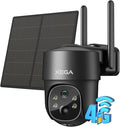 Xega 4G LTE Caméra Surveillance Solaire avec Carte Sim, 2K HD 4G Caméra Extérieure sans Fil inclinable à 355°/90°, Caméra Autonome sans WiFi, Vision Nocturne, Détection de Mouvement, IP66 (Non WiFi)
