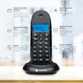 Motorola C1001CB+ - Téléphone numérique sans Fil DECT - Mode Blocage d'appel, Identification de l'appelant, Mains Libres, répertoire de 50 numéros, écran rétroéclairé - Noir