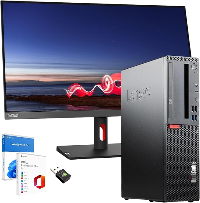 Lenovo Poste de bureau complet PC de bureau Intel Core i5-8400 jusqu'à 4,60 GHz | RAM 16 Go | SSD 512 Go | moniteur 27 ThinkVision FullHD Wifi Win 11 OFFICE 2021 Professionnel