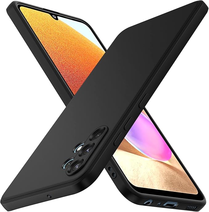 ivoler Noir Mat Coque pour Samsung Galaxy A32 4G avec Protection Caméra, Ultra Mince Étui de Protection en Silicone Antichoc, Souple TPU Anti-Rayures Bumper Housse