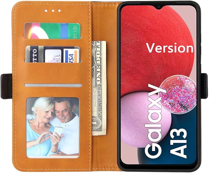 Coque pour Samsung Galaxy A13, Housse en Cuir PU Premium Etui à Rabat Pochette de Portefeuille, Étui de Protection pour Samsung Galaxy A13, Noir