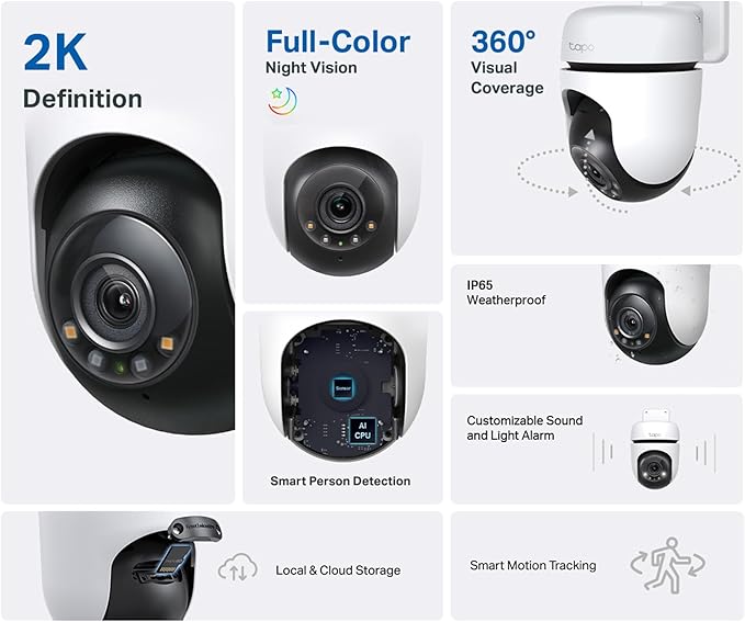 Tapo C510W Dome Caméra de sécurité IP Intérieure et extérieure 2304 x 1296 pixels Plafond, 1080p