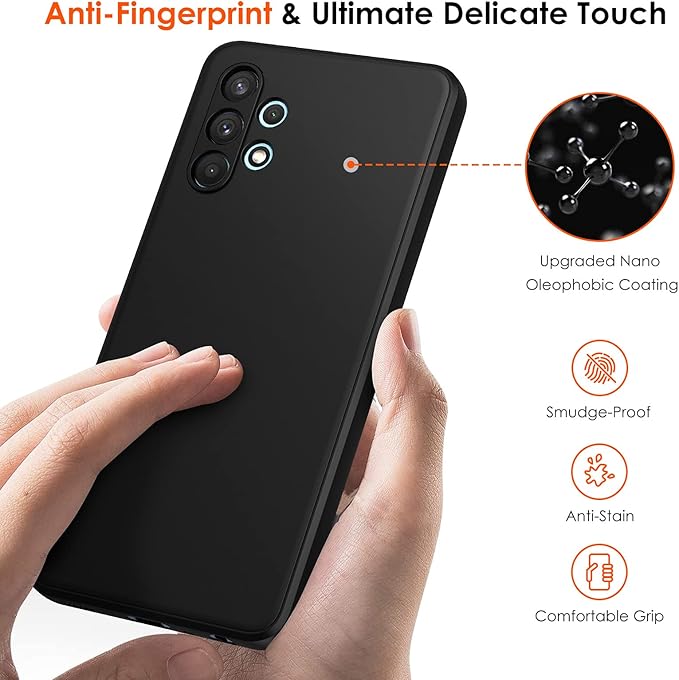 ivoler Noir Mat Coque pour Samsung Galaxy A32 4G avec Protection Caméra, Ultra Mince Étui de Protection en Silicone Antichoc, Souple TPU Anti-Rayures Bumper Housse