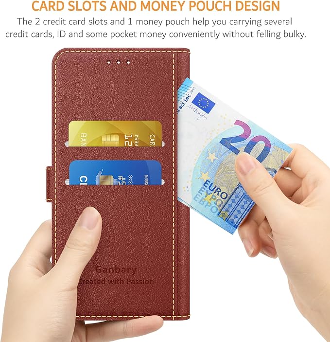 Ganbary Coque pour Samsung Galaxy A12/M12, [Housse en Cuir PU Premium] [Etui à Rabat] [Pochette de Portefeuille], Étui de Protection pour Samsung Galaxy A12/M12 - Brun