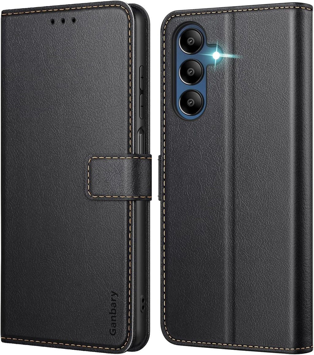 ivencase Coque pour Samsung Galaxy A16 avec Verre Trempé, étui Cuir PU Magnétique [ Pochette de Portefeuille ], Housse de Fonction Stand Video Porte Carte Credit à Rabat pour Samsung A16 5G/4G - Noir