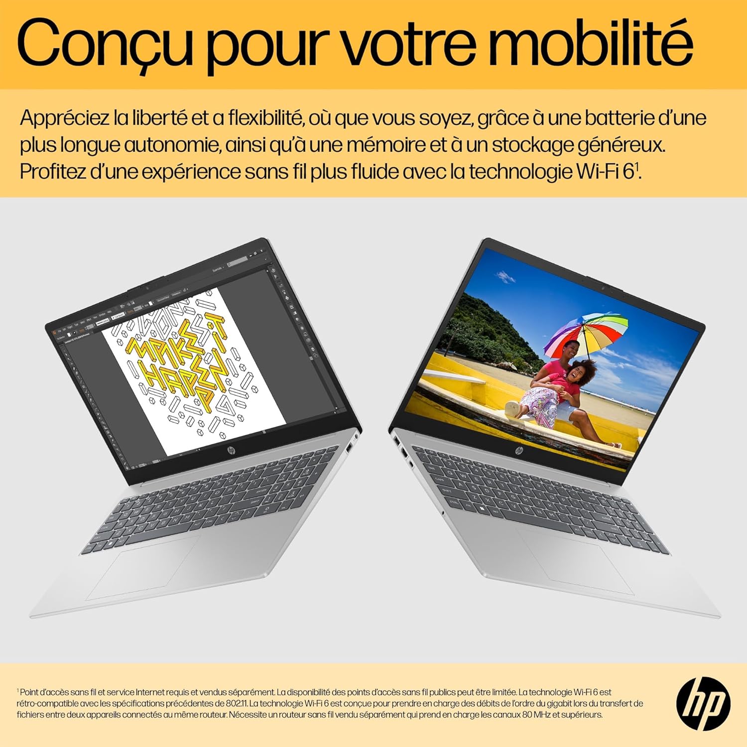 HP 15-fc0006sf Ordinateur Portable 15,6" FHD, PC Portable (AMD Ryzen 5 7520U, RAM 8 Go, SSD 256 Go, AMD Radeon Graphics, Windows 11), Laptop Argent, Clavier AZERTY