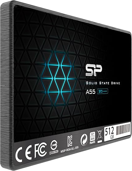 Silicon Power SSD 512Go 3D NAND A55 SLC Cache Performance Boost 2.5 pouces SATA III 7mm (0.28") Interne SSD