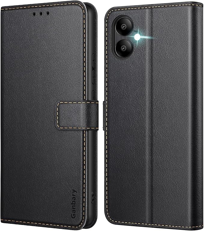 Ganbary Coque pour Samsung Galaxy A05, [Housse en Cuir PU Premium] [Etui à Rabat] [Pochette de Portefeuille], Étui de Protection pour Samsung Galaxy A05 - Noir