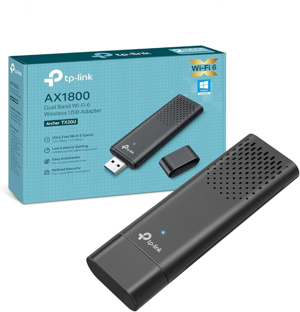 TP-Link Clé WiFi 6 Puissante AX1800 Mbps, Archer TX20U, Adaptateur USB WiFi, dongle WiFi, USB 3.0 Bi-Bande, 2.4G / 5GHz, MU-MIMO, WPA3, Compatible avec Windows 11/10