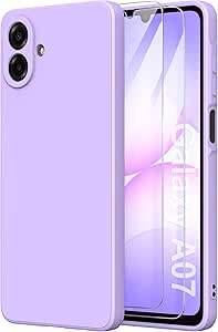 MOONESS 3 en 1 Coque pour Samsung Galaxy A07 avec 2 Verre Trempé,Silicone Liquid Étui de Protection Antichoc Housse Case Cover - Noir