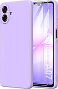 MOONESS 3 en 1 Coque pour Samsung Galaxy A07 avec 2 Verre Trempé,Silicone Liquid Étui de Protection Antichoc Housse Case Cover - Noir