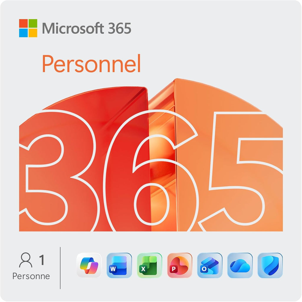 Microsoft 365 Personnel | 12 mois | 1 utilisateur | Applications Office avec IA | 1To de Stockage Onedrive |