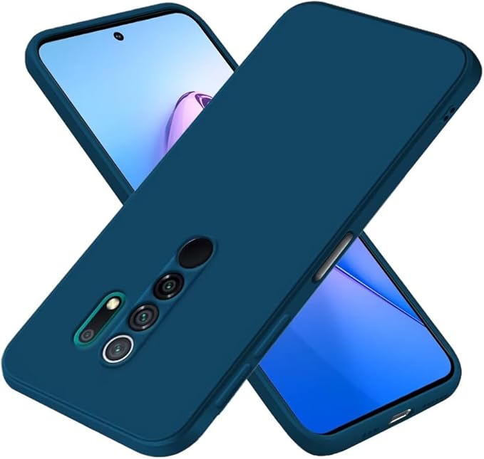 EASSGU Coque pour Redmi 9 (6.53" inches), Étui en Silicone TPU Souple - Bleu Saphir
