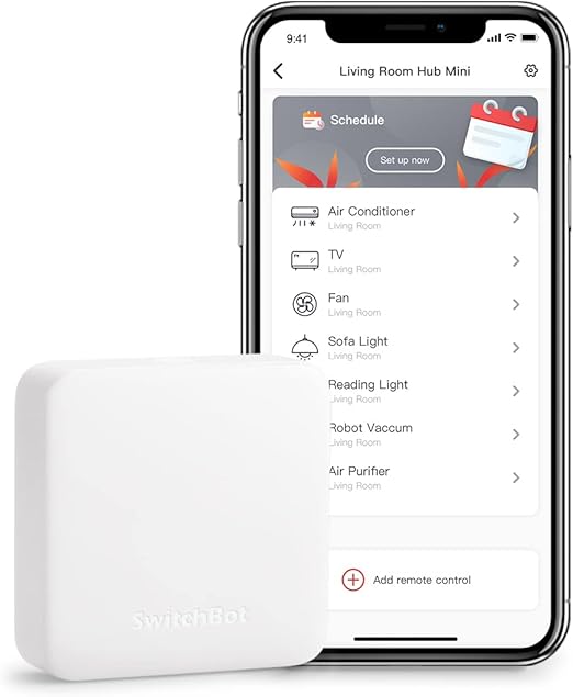 SwitchBot Hub Mini Télécommande Intelligente, Port Infra-Rouge, Wi-FI Compatible, Commande Climatisation, Compatible avec Alexa, Google Home, Siri, IFTTT (White)